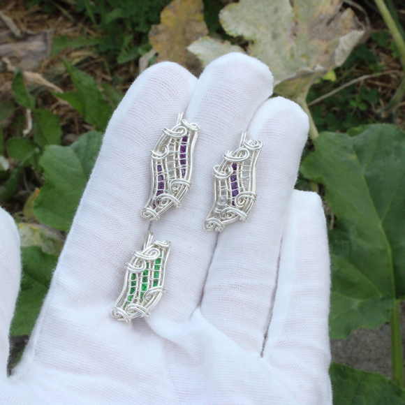 Rainbow Moonstone and Amethyst Pendant – Sterling Silver Wire Wrapped Crystal - Picture 5 of 5